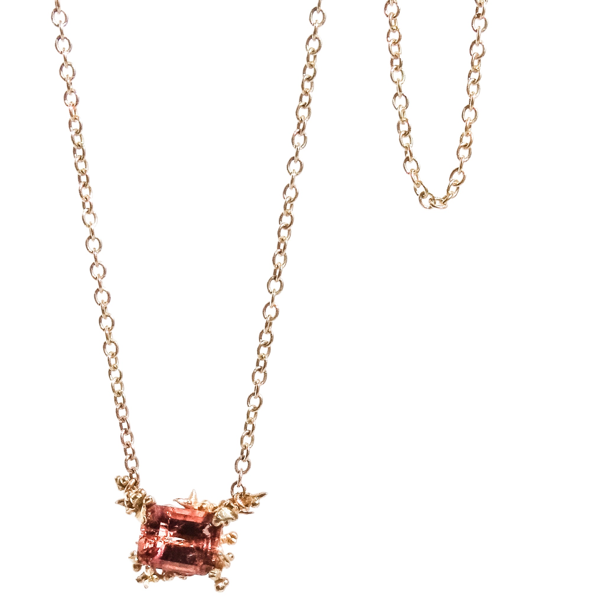 Sloe Necklace in 9ct Gold with a Pink Tourmaline